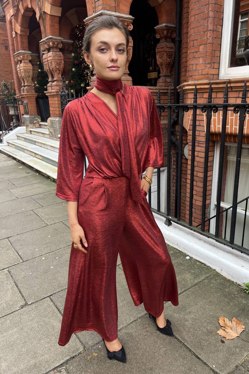 LAURIE JUMPSUIT METALLIC RED