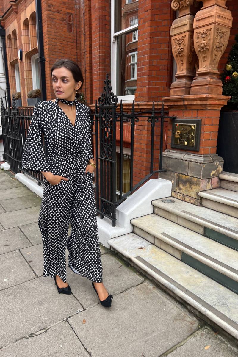 LAURIE JUMPSUIT POLKA METALLIC BLACK DOT