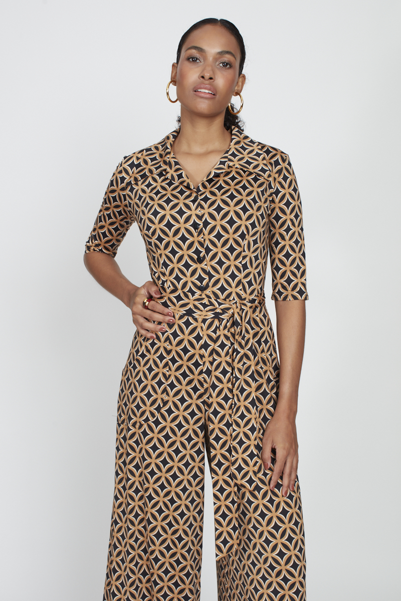 PHOENIX JUMPSUIT GEO BROWN PRINT
