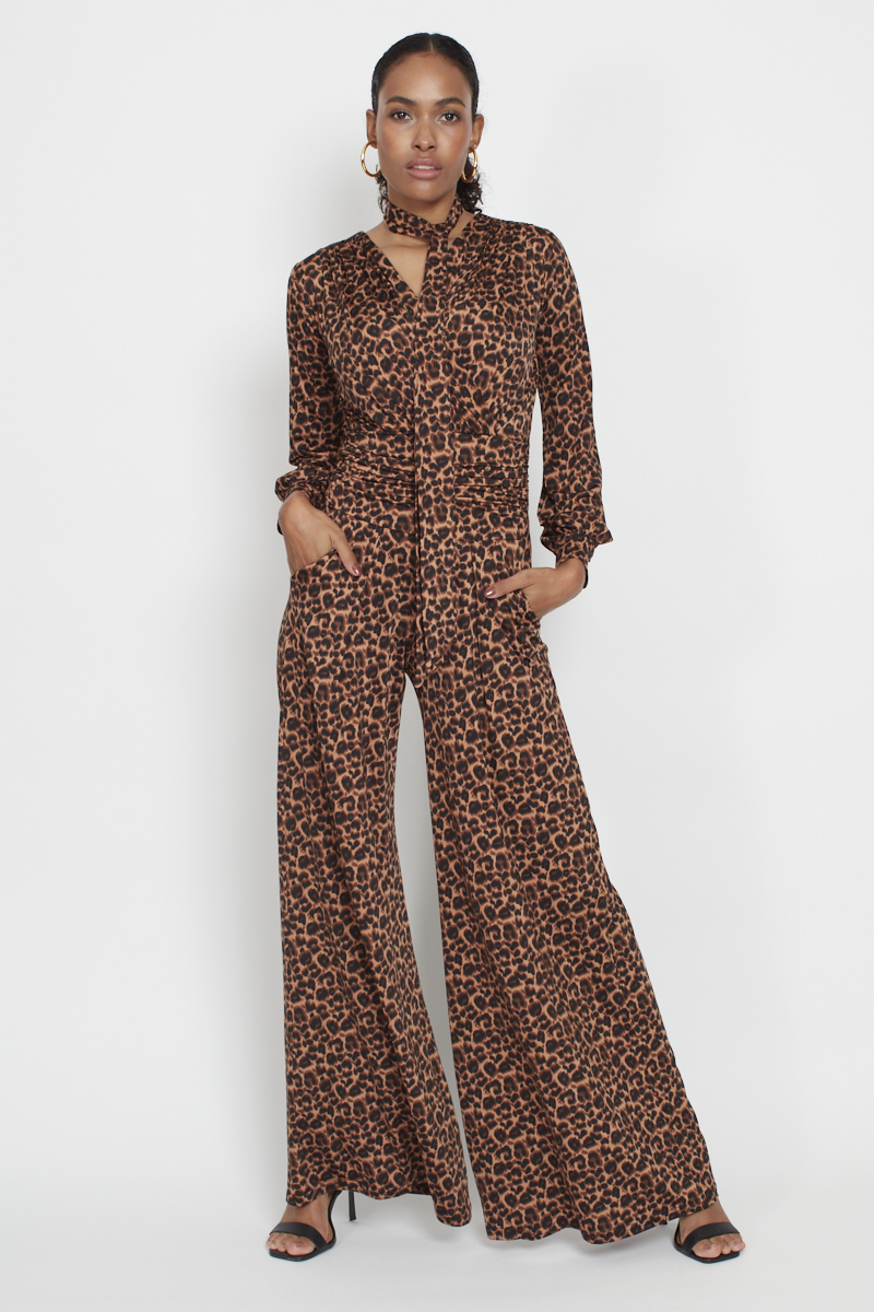 SHARON JUMPSUIT SMALL LEOPARD BROWN